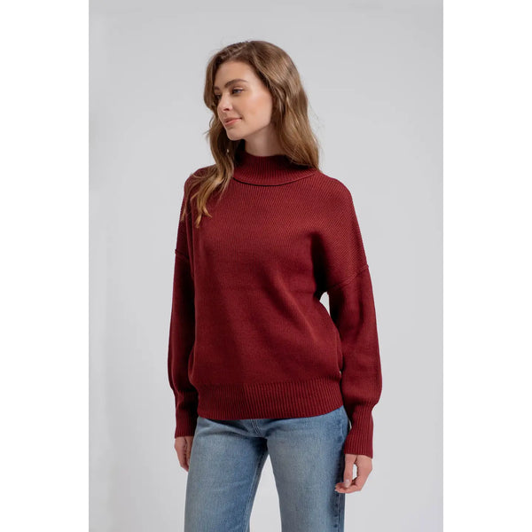 Mock Neck Ribbed Sweater