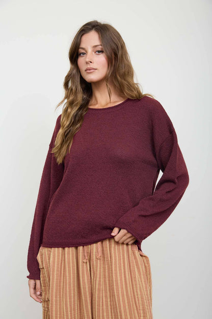Long Sleeve Knit Sweater-Sweaters-Blu Pepper-S-Bottoms Up Boutique