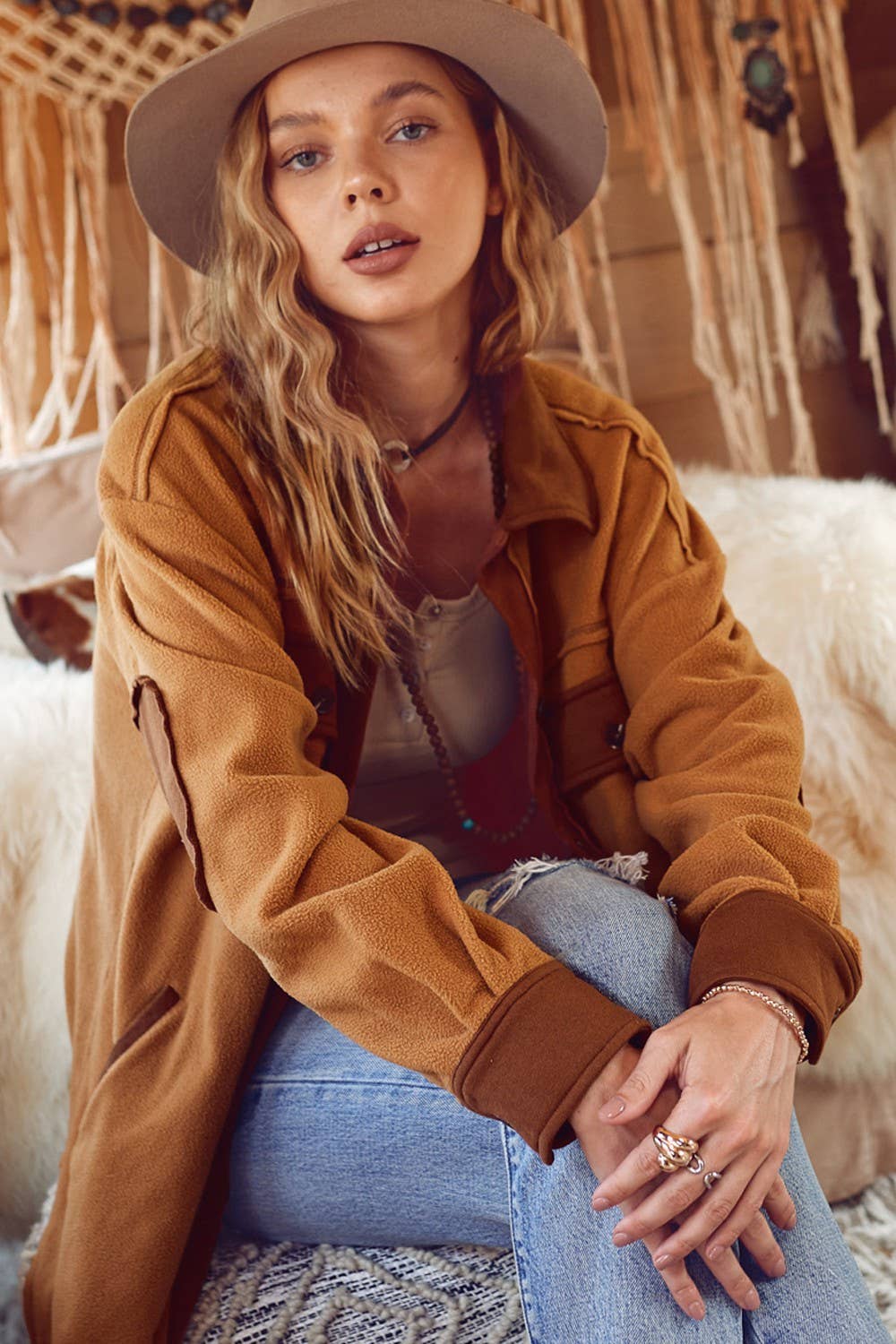 Camel Button Down Shacket