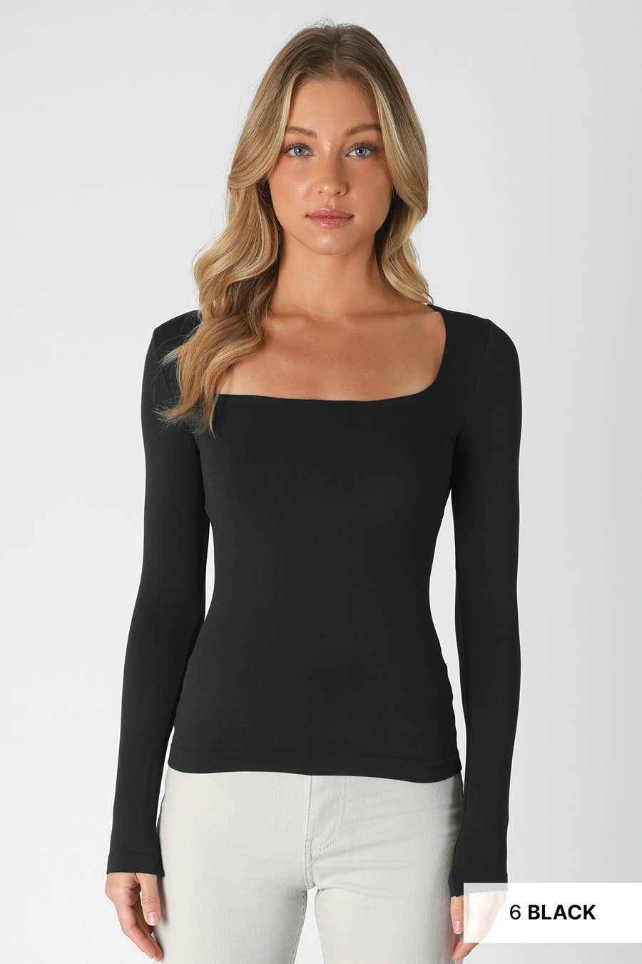 O/S Square Neck Long Sleeve Top