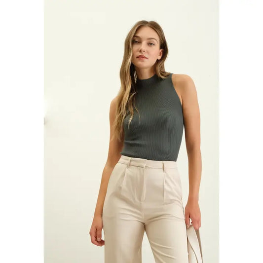 Sleeveless Mock Neck Sweater-Shirts & Tops-Bottoms Up Boutique-Anchorage AK