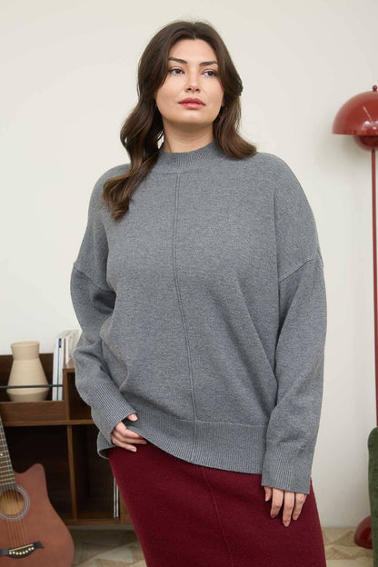 Charcoal Mock Neck Sweater Plus