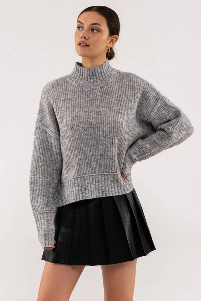 Mock Neck Split Hem Sweater