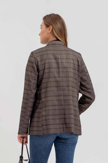 Charcoal Plaid Collar Blazer