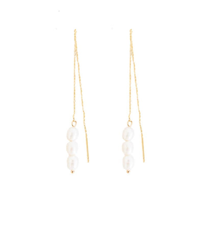 Skinny Pearl Threader Earrings