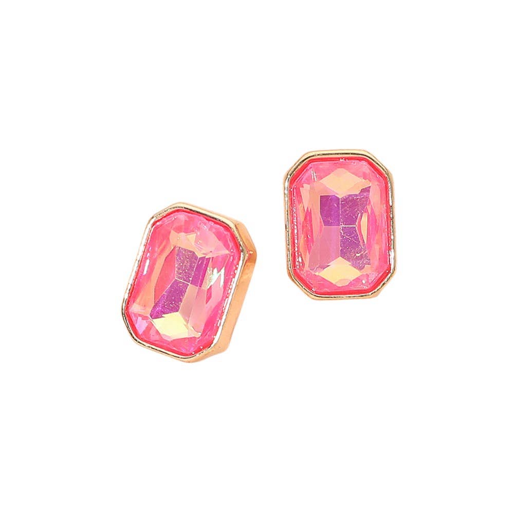 Geometric Stone Stud Earrings