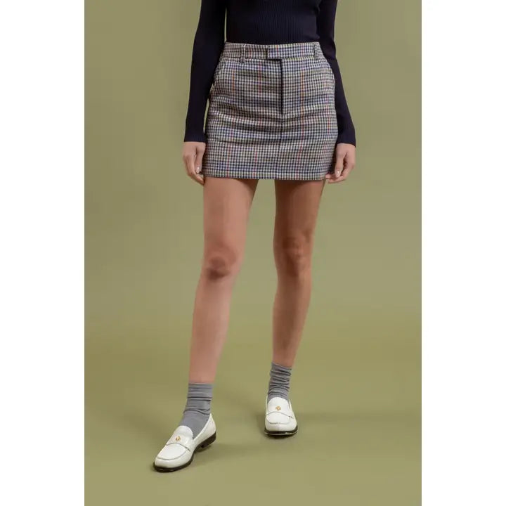 High Waist Plaid Mini Skirt