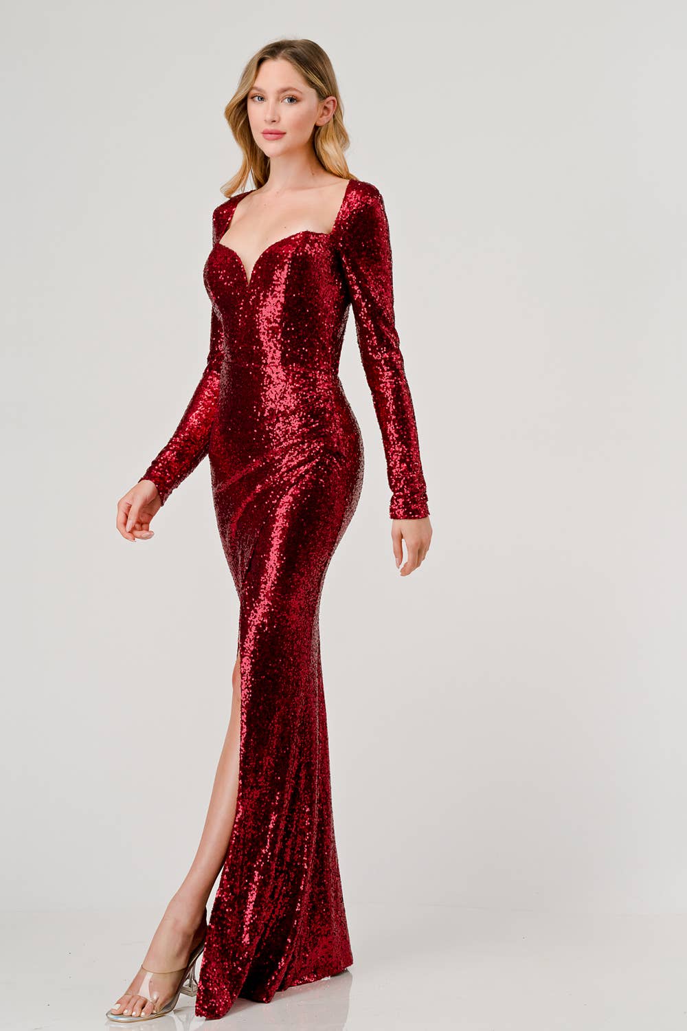 Red Sequin Tulip Dress
