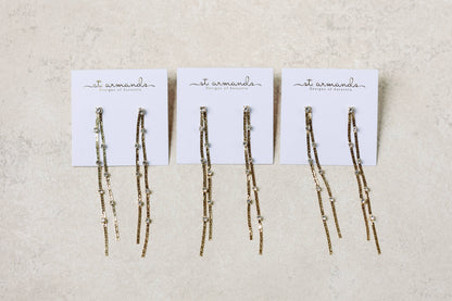 Diamond Dotted Gold Earrings