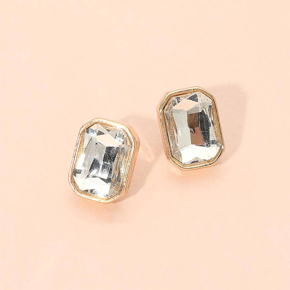 Geometric Stone Stud Earrings