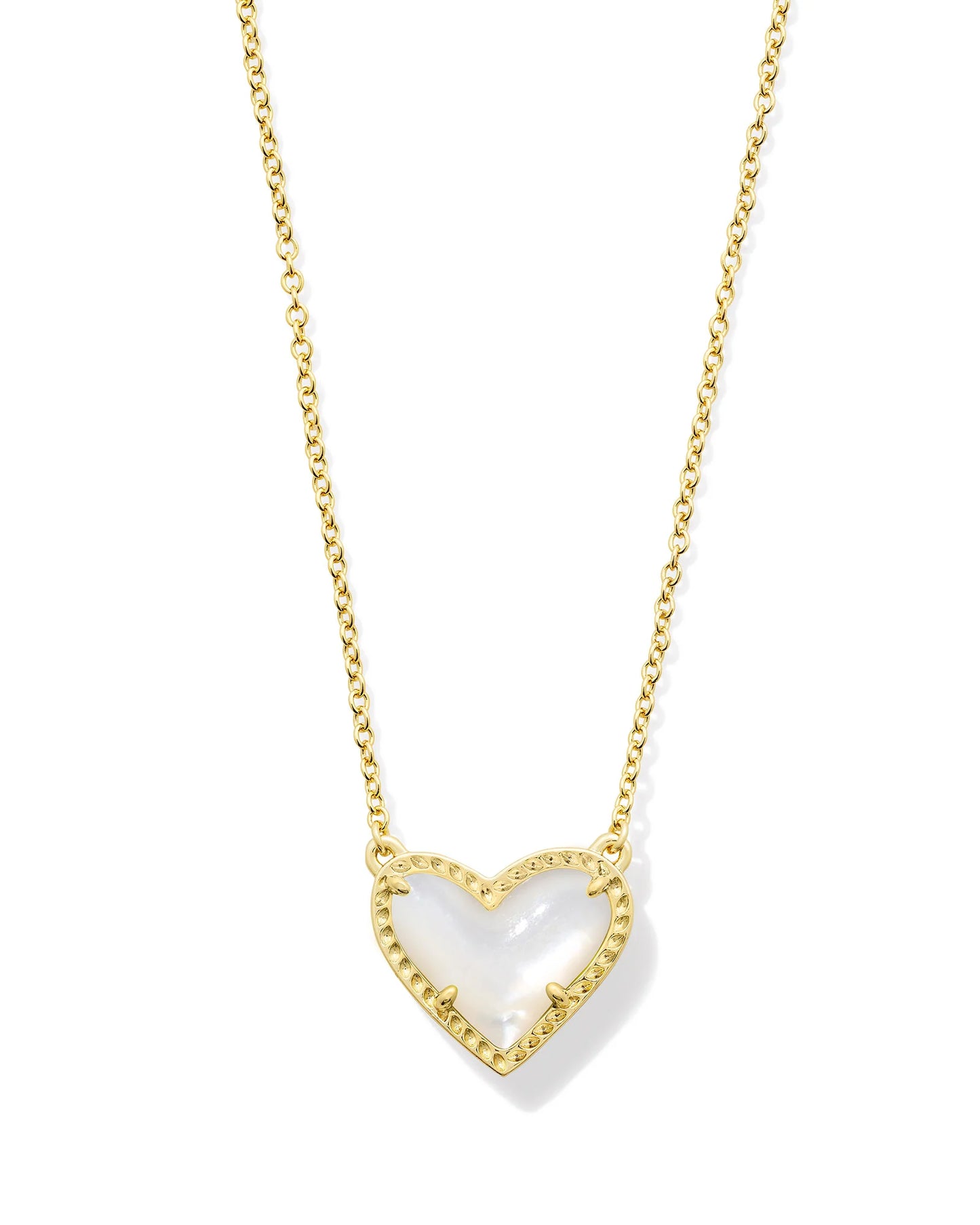 Ari Heart Short Gold Pendant Necklace In Ivory Mop