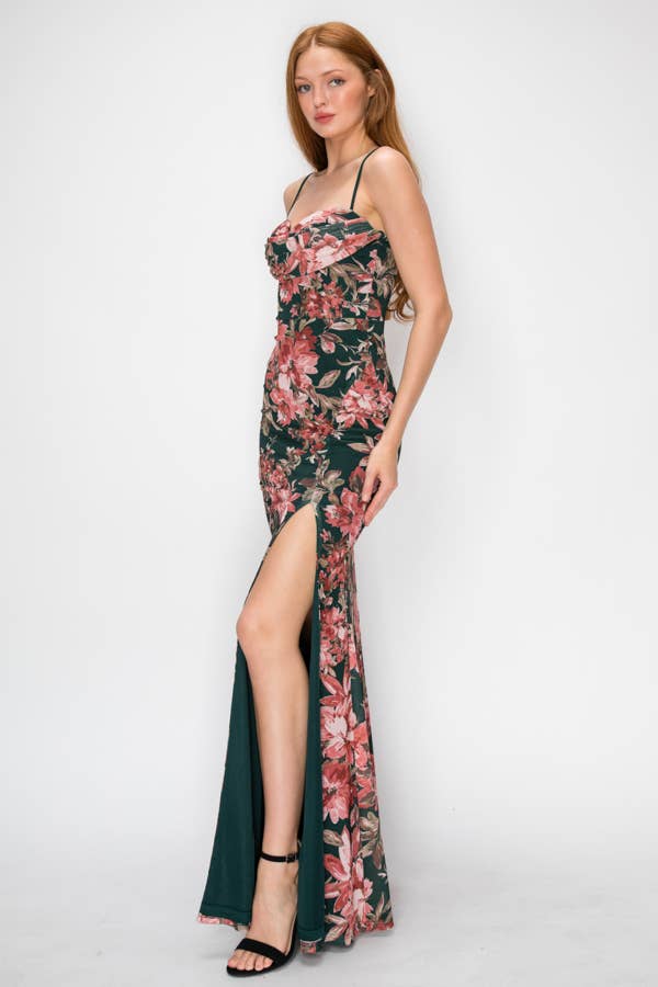 Hunter Floral Cowl Maxi-Dresses-Lovesome-Bottoms Up Boutique