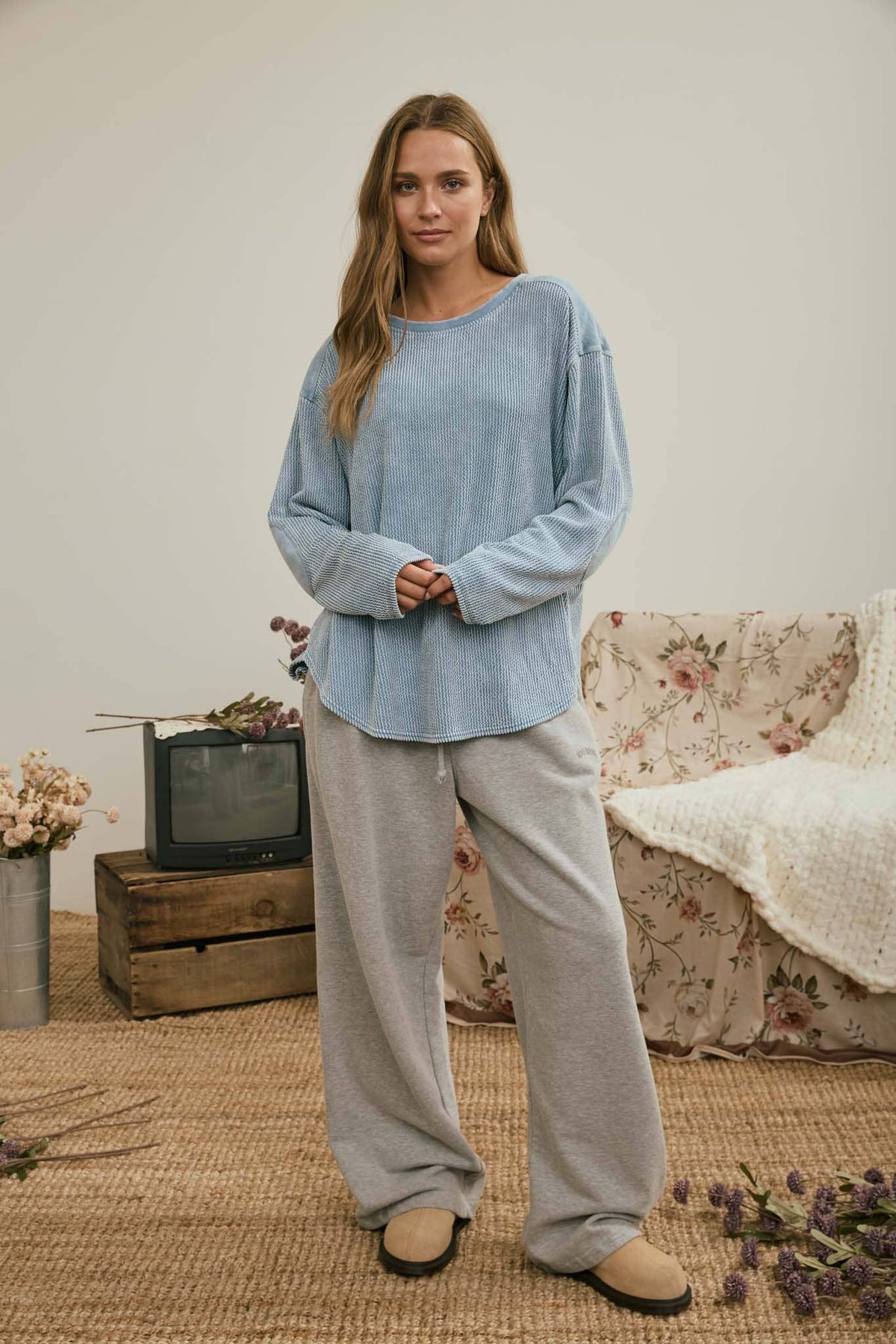 Denim Washed Knit Sweater
