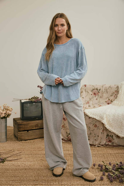 Denim Washed Knit Sweater