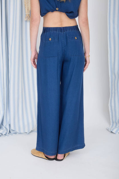 Dark Chambray Wide Leg Pants