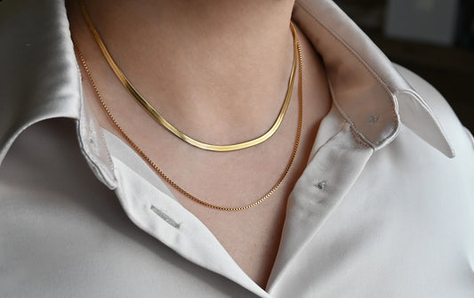 Herringbone Gold Necklace-Bottoms Up Boutique-Anchorage AK