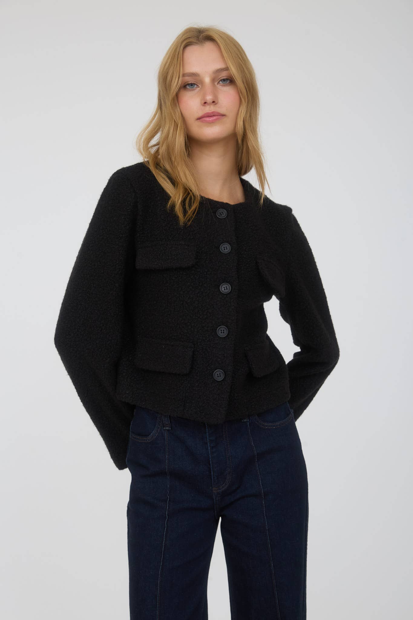 Button Down Tweed Jacket