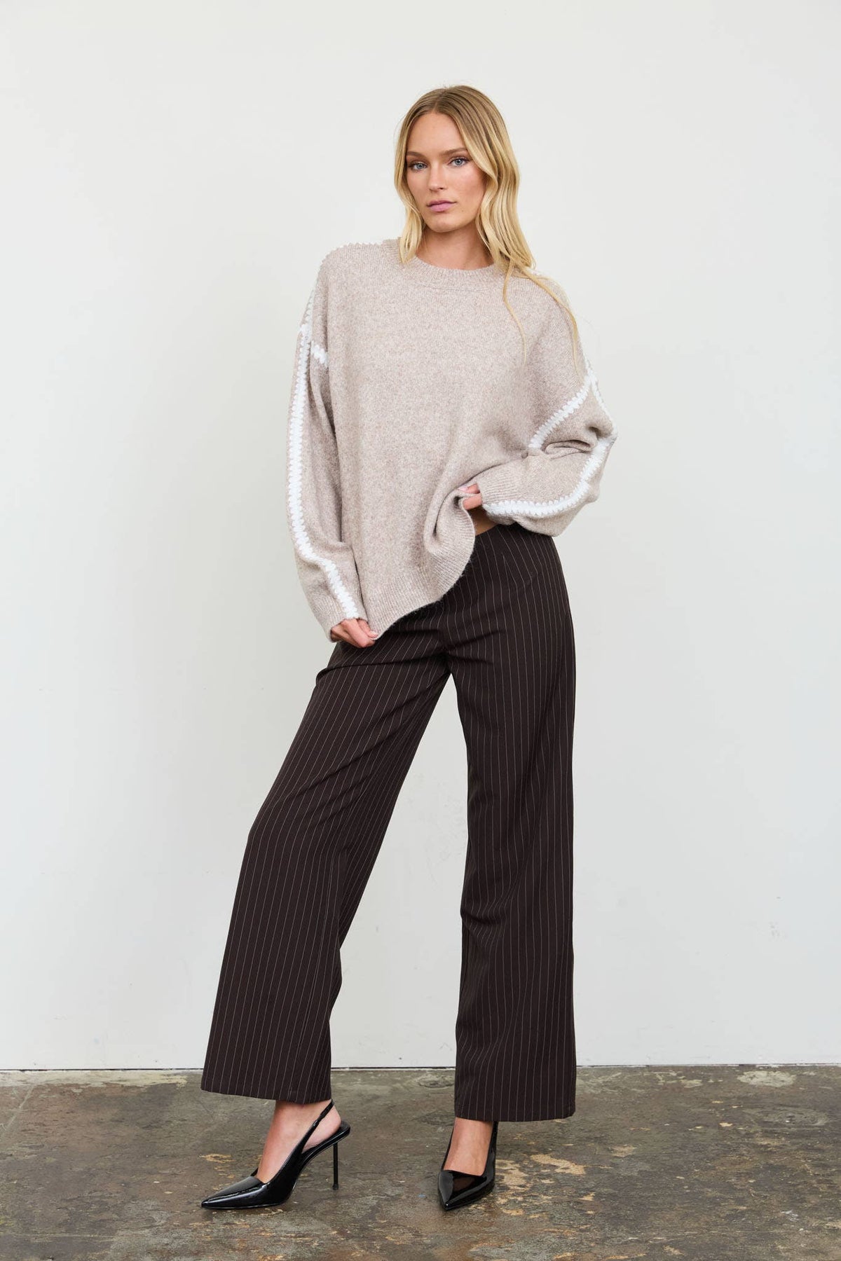 Contrast Stitch Sweater-Sweaters-The Workshop Studio-Bottoms Up Boutique