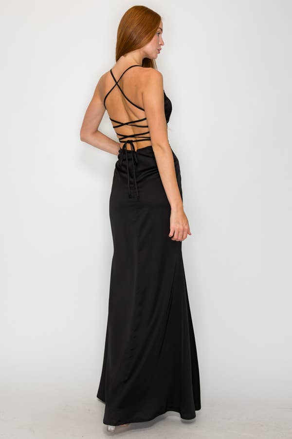 Black Satin Slip Dress