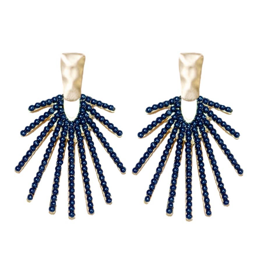 Navy Sunburst Drop Earrings