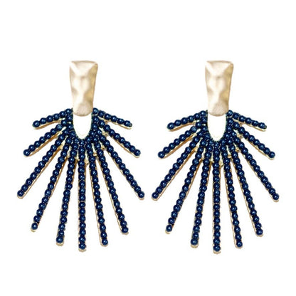 Navy Sunburst Drop Earrings