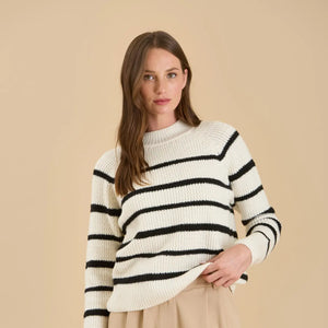 Stripe High Neck Knit Pullover Sweater