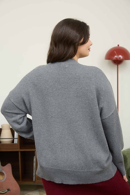 Charcoal Mock Neck Sweater Plus