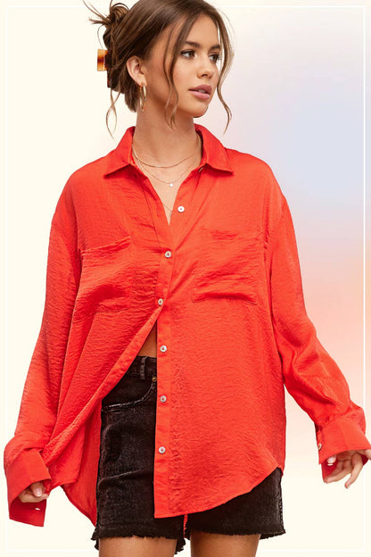 Tomato Red Button Down