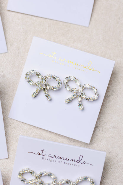 Sparkling Diamond Mini Bow Earrings