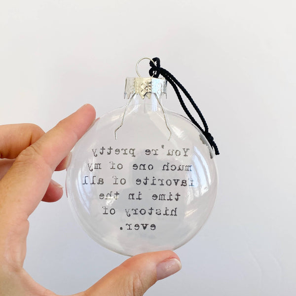 History Of Ever Glass Holiday Ornament: White Glitter