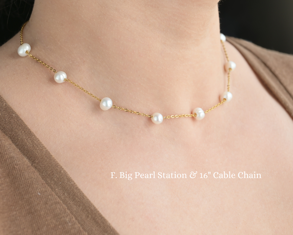 Gold Dainty Pearl Necklaces