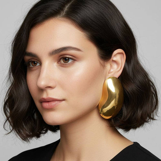 Bold Sculpted Metal Dome Statement Earrings