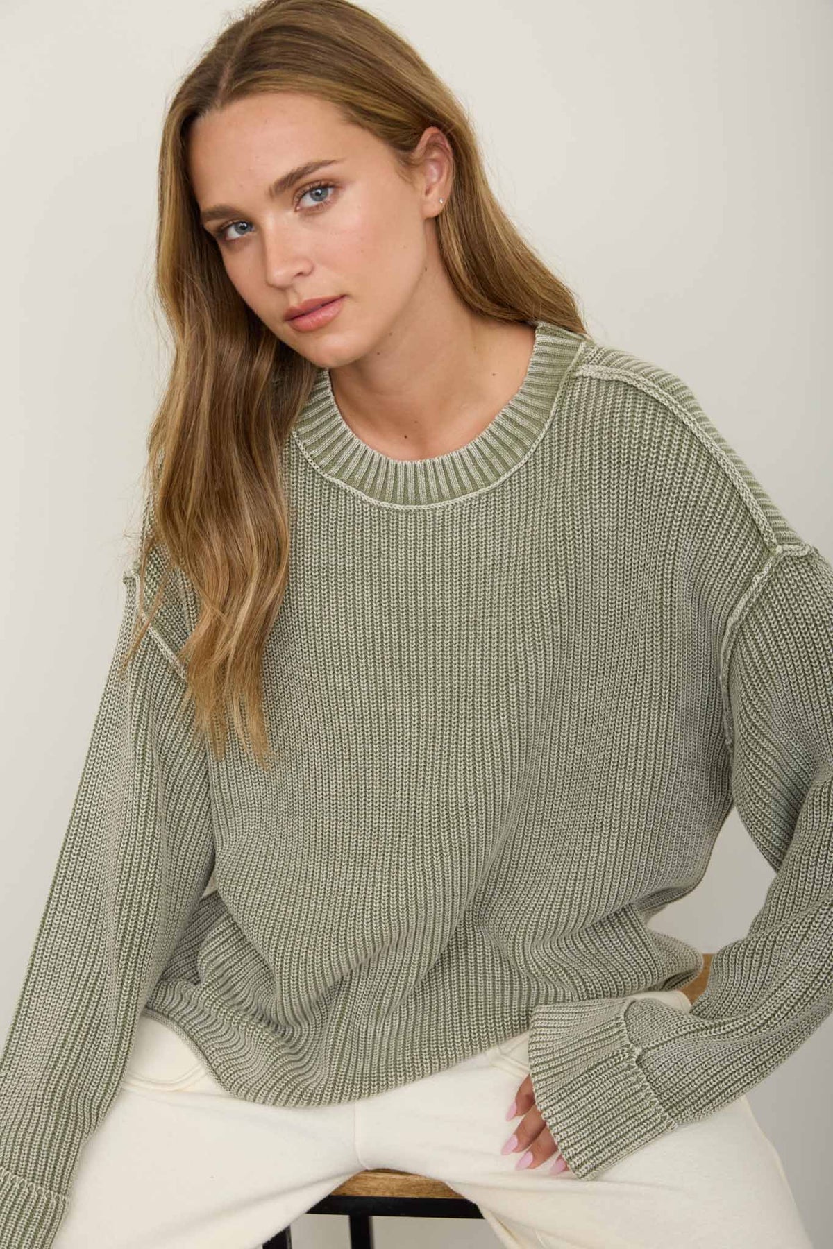 Olive Ribbed Sweater