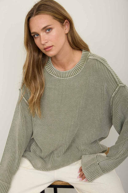 Olive Ribbed Sweater