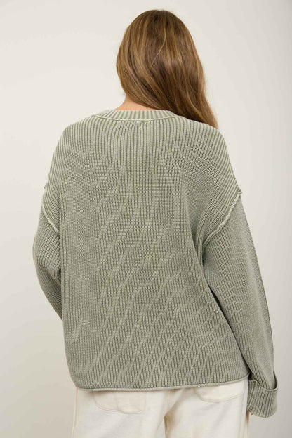 Olive Ribbed Sweater