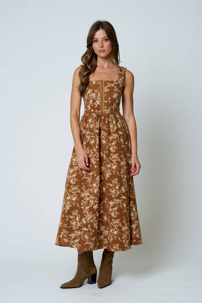 Floral Front Hook Midi Dress