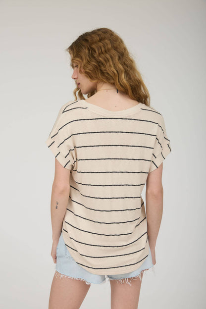 Striped Knit Short Sleeve Top