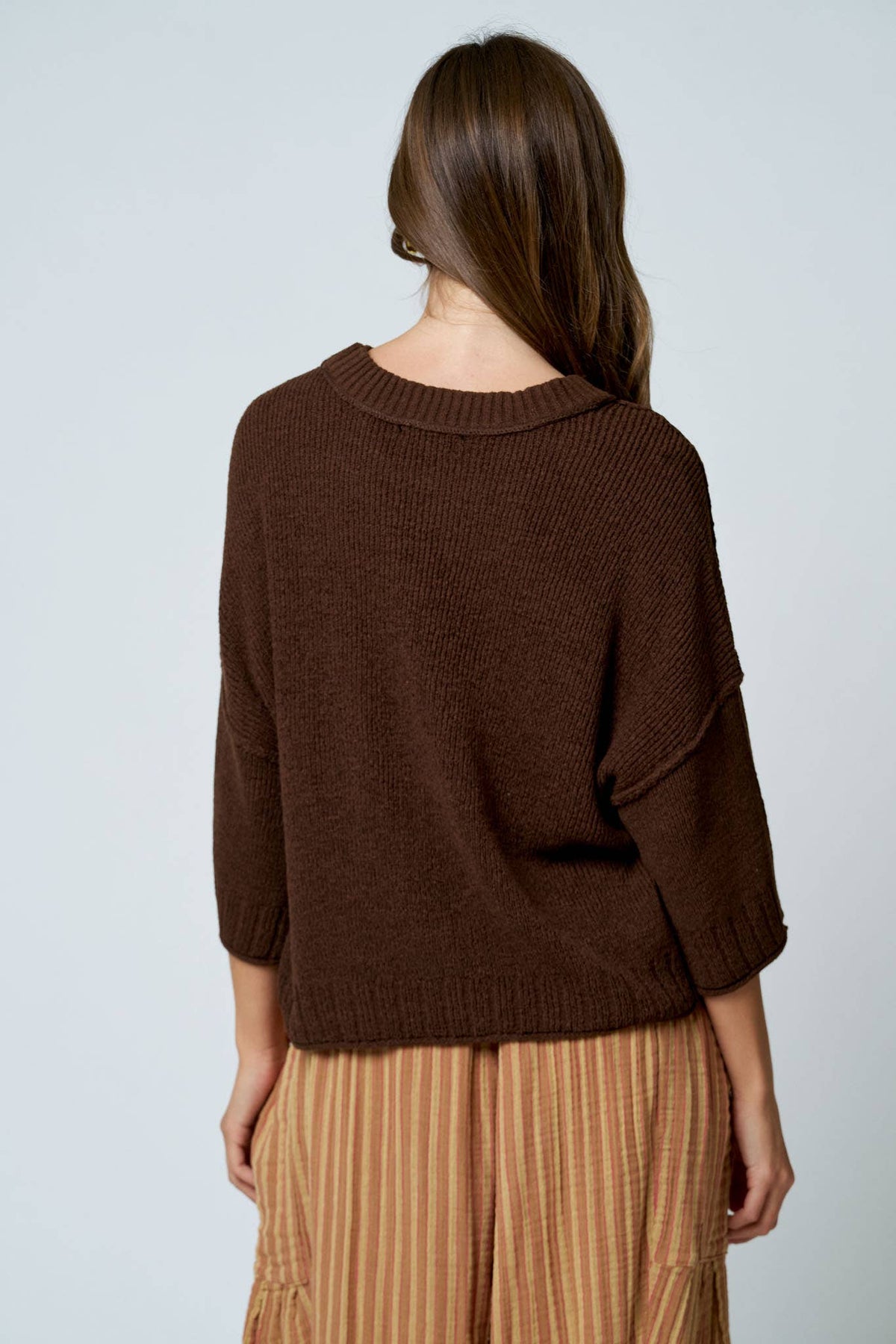 Drop Shoulder Knit Top-Sweaters-Blu Pepper-Bottoms Up Boutique