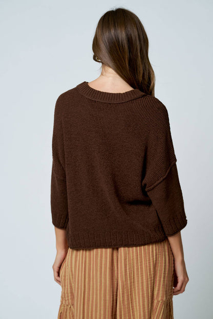 Drop Shoulder Knit Top-Sweaters-Blu Pepper-Bottoms Up Boutique