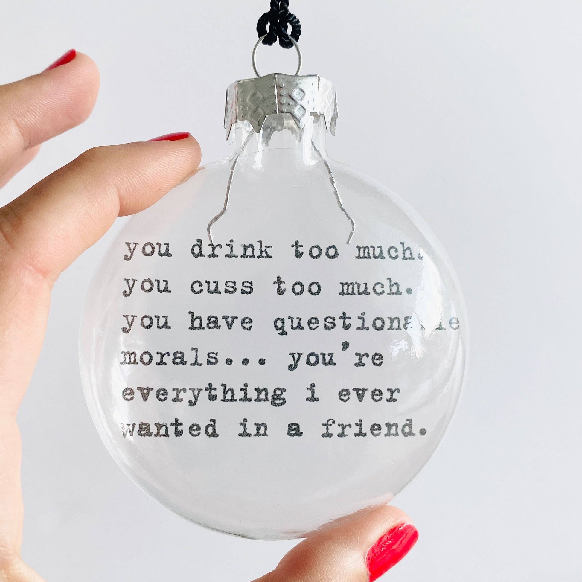 Cuss Friendship Glass Holiday Ornament-Home-Bottoms Up Boutique-Anchorage AK