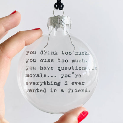 Cuss Friendship Glass Holiday Ornament-Home-Bottoms Up Boutique-Anchorage AK