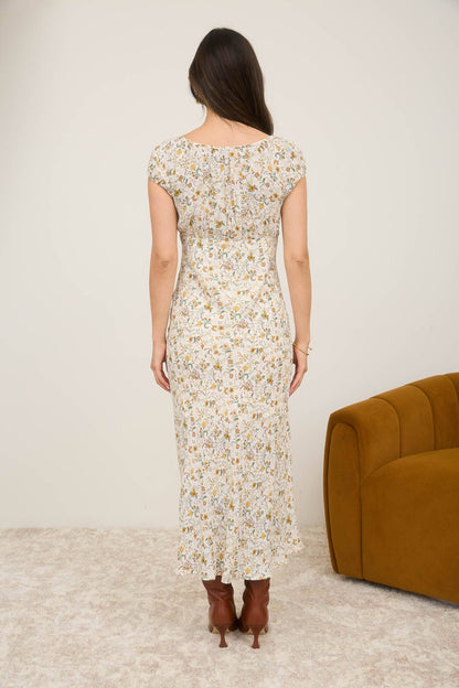 Floral Short Sleeve Midi Dress