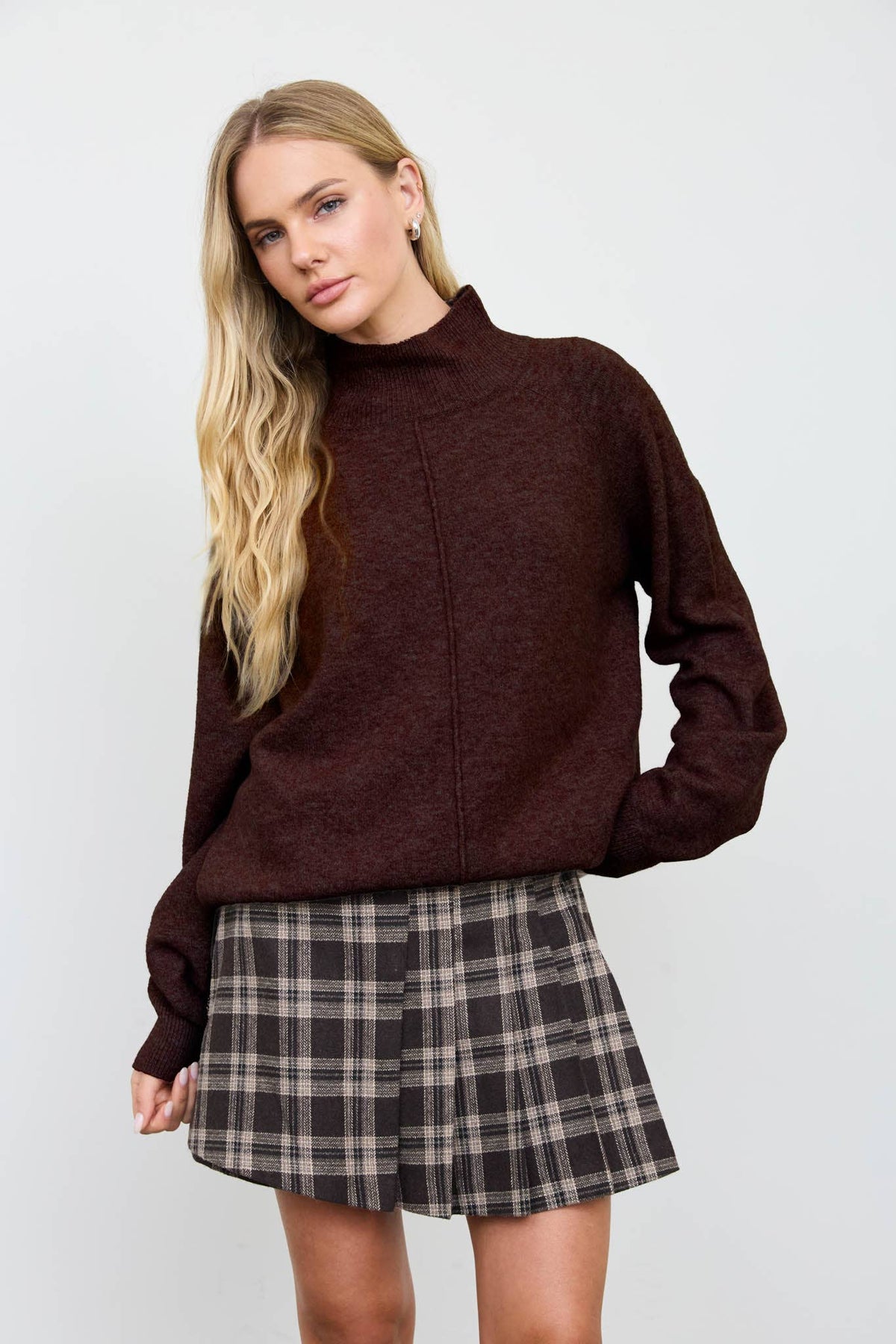 Mock Neck Relaxed Sweater-Sweaters-The Workshop Studio-S-Bottoms Up Boutique