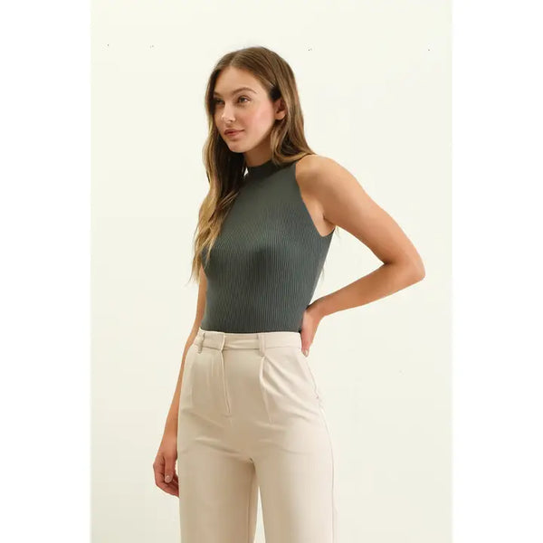 Sleeveless Mock Neck Sweater