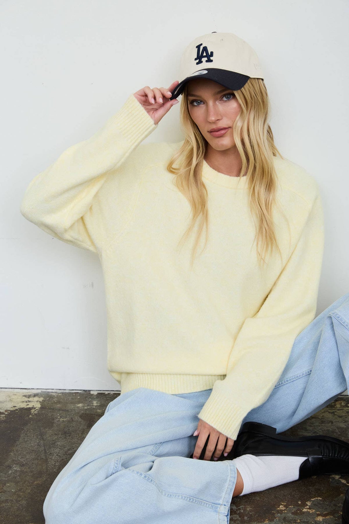Yellow Pullover Crew-Sweaters-The Workshop Studio-Bottoms Up Boutique