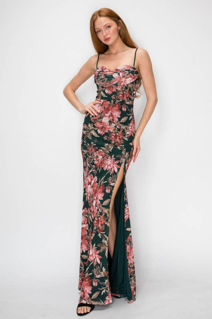 Hunter Floral Cowl Maxi-Dresses-Lovesome-Bottoms Up Boutique