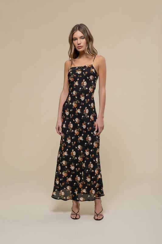 Floral Sweetheart Neck Cami Midi Dress-Dresses-Bottoms Up Boutique-Anchorage AK