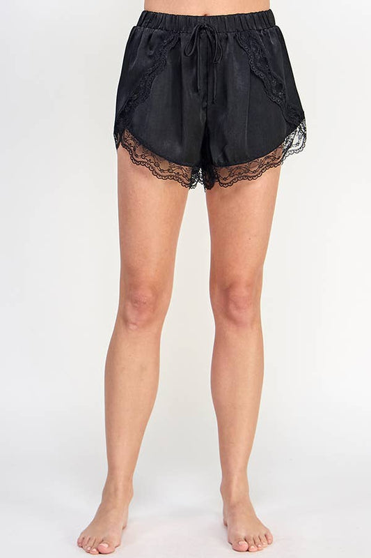Black Lace Woven Shorts