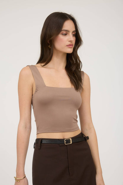 Green Reversible Square Neck Cropped Tank