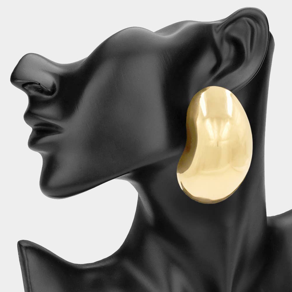 Bold Sculpted Metal Dome Statement Earrings